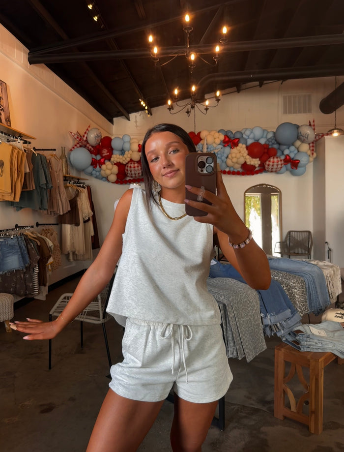 On The Go Sweat Short Set - Ash Grey