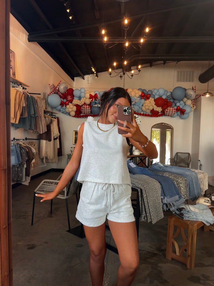 On The Go Sweat Short Set - Ash Grey