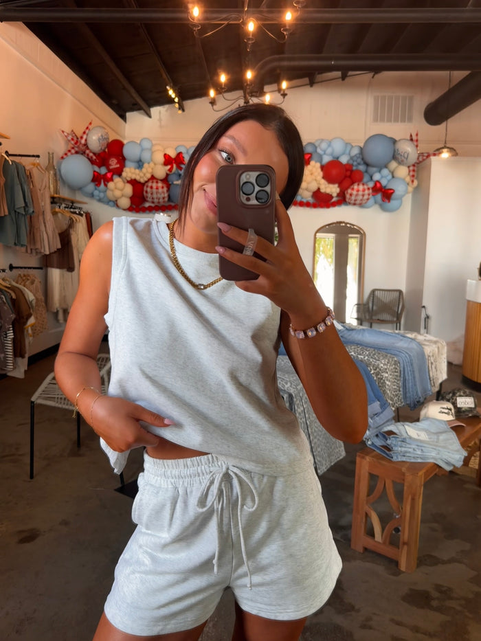 On The Go Sweat Short Set - Ash Grey