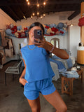 On The Go Sweat Short Set - Blue