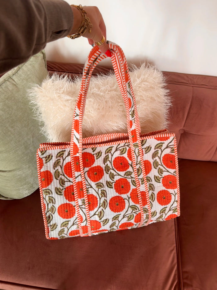 Orange Flower Tote