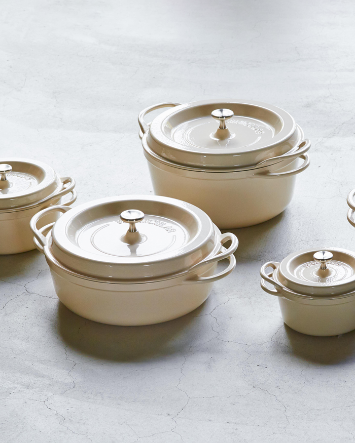 Oven Pot, Vermicular, Round Knob Lid, Natural Beige, 18cm