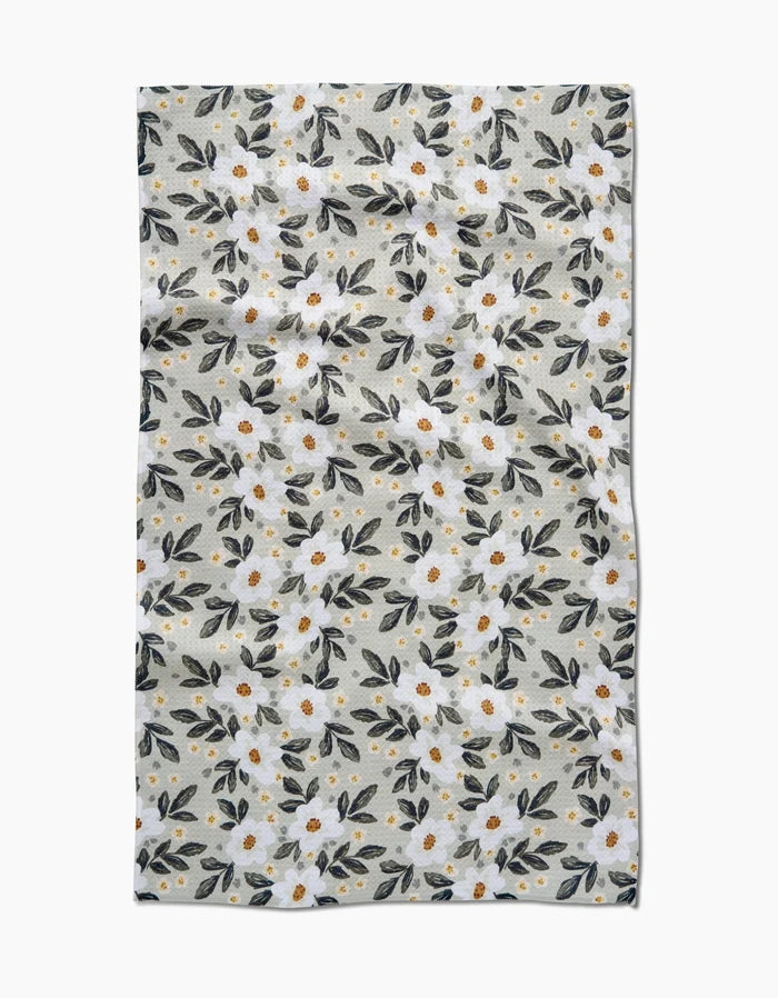 Painted Spring Flowers Kitchen Tea Towel