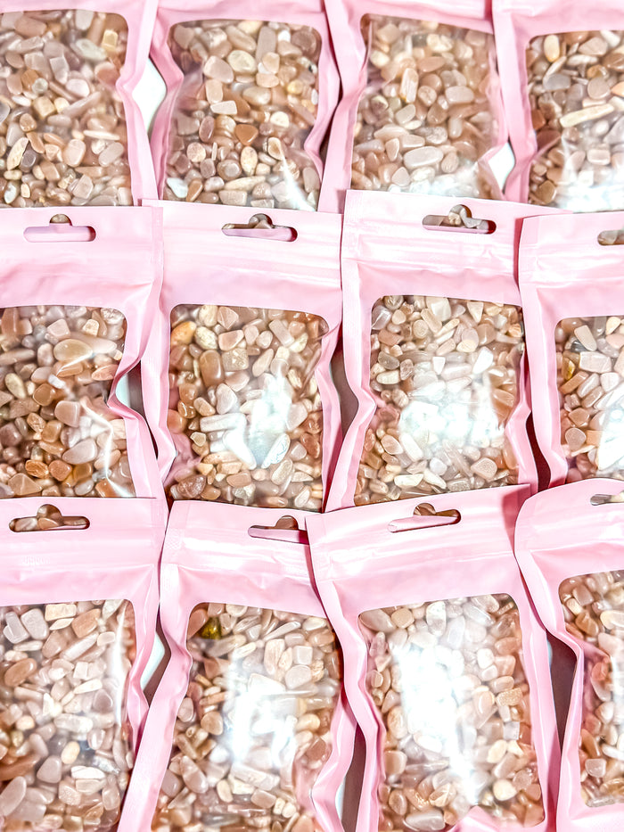 Peach Moonstone Crystal Chip Bag