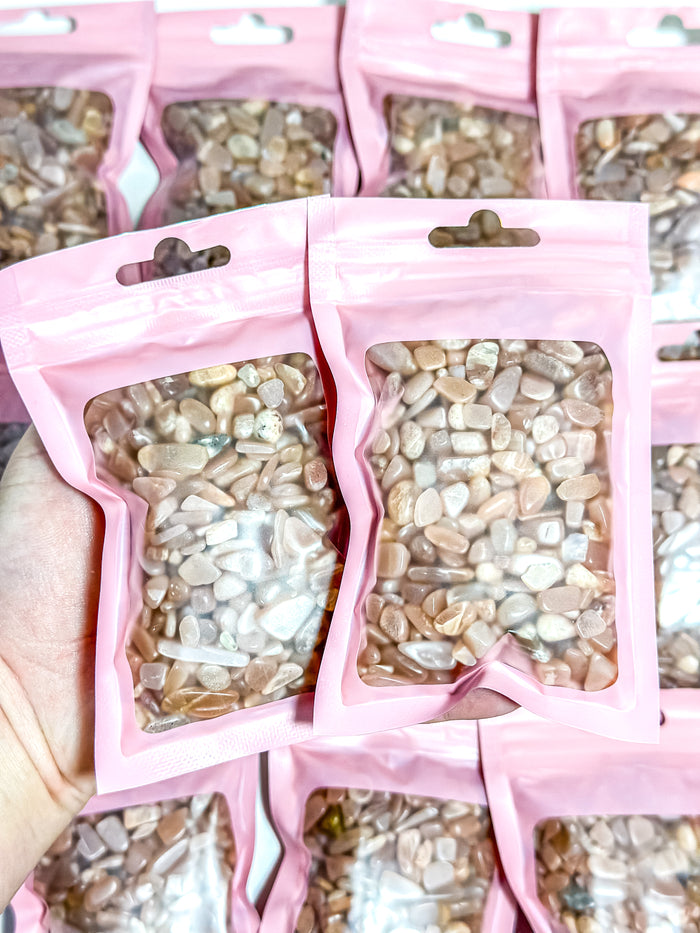 Peach Moonstone Crystal Chip Bag