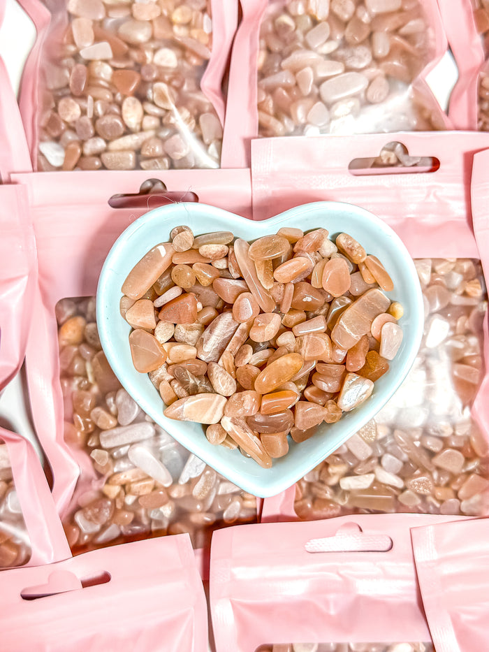 Peach Moonstone Crystal Chip Bag
