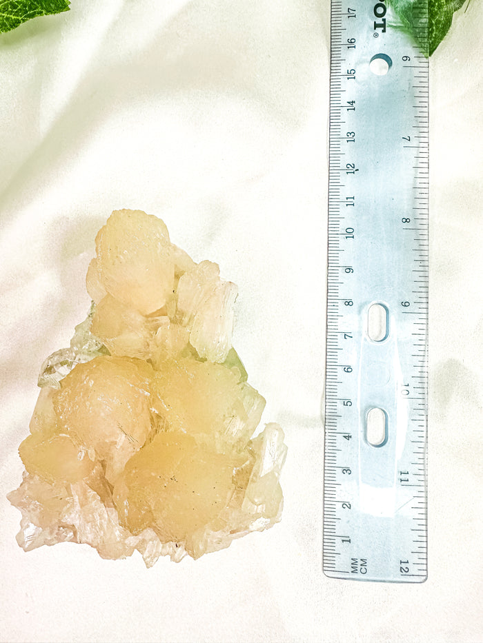 Peach Stilbite with Clear Apophyllite and Okenite Mineral Specimen #5 (AA)