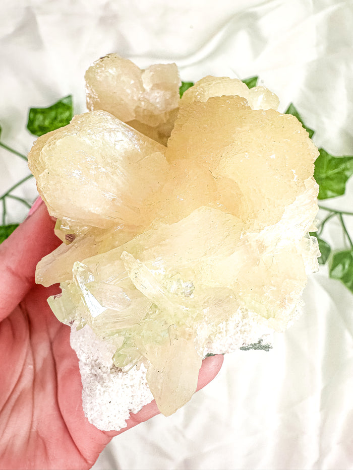 Peach Stilbite with Green Apophyllite and Okenite Mineral Specimen #3 (AA)