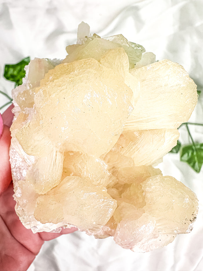 Peach Stilbite with Green Apophyllite and Okenite Mineral Specimen #3 (AA)