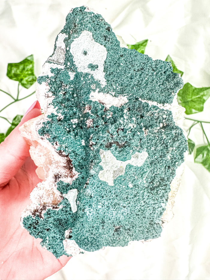 Peach Stilbite with Green Apophyllite and Okenite Mineral Specimen #3 (AA)