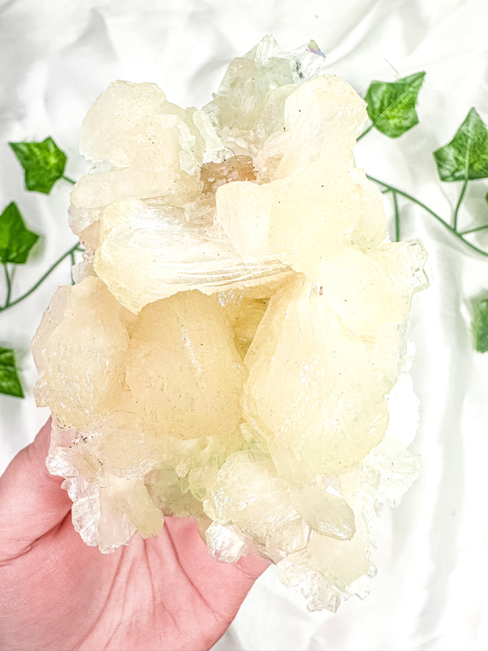 Peach Stilbite with Green Apophyllite and Okenite Mineral Specimen #4