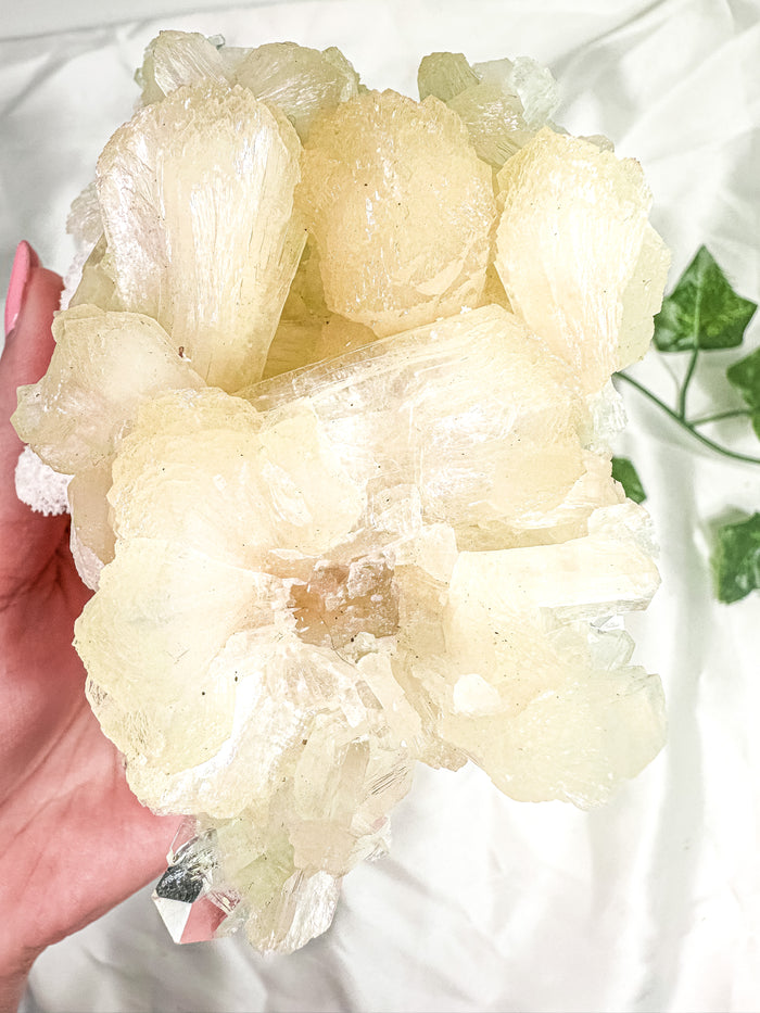 Peach Stilbite with Green Apophyllite and Okenite Mineral Specimen #4