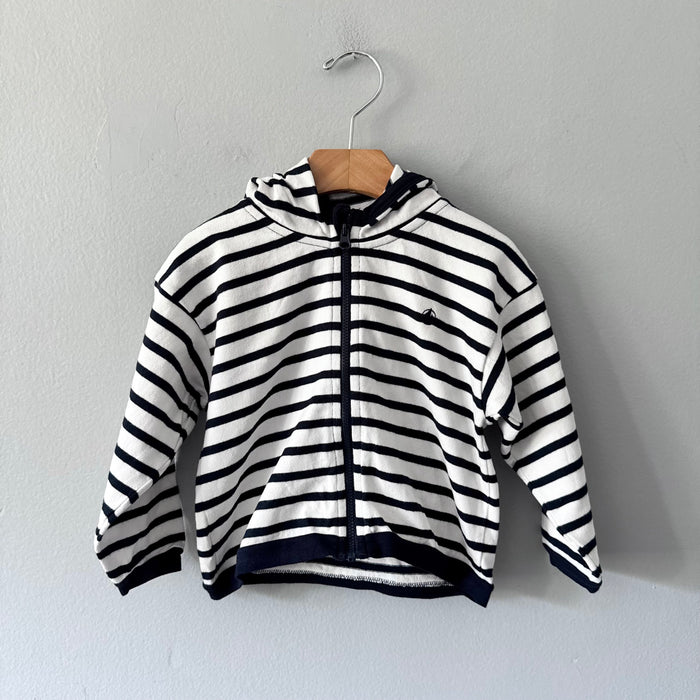 Petit Bateau / White navy stripe hoodie / 36M
