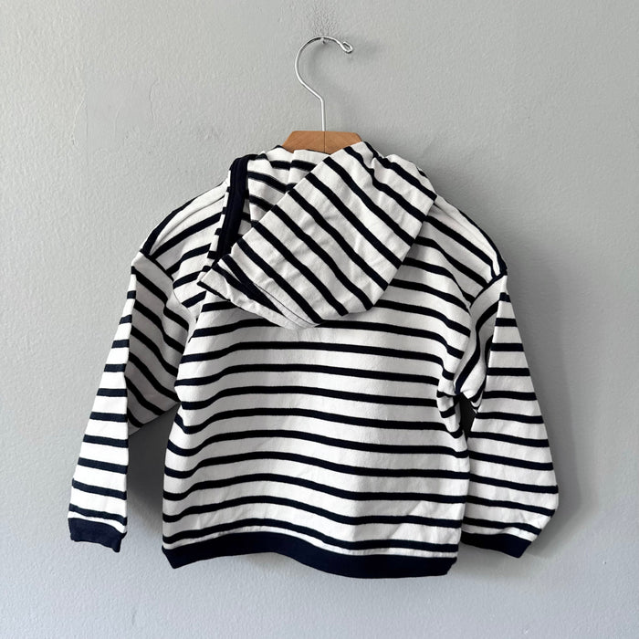Petit Bateau / White navy stripe hoodie / 36M