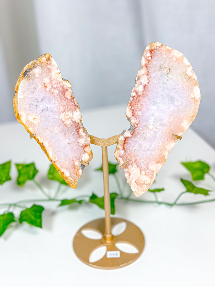 Pink Amethyst Butterfly Wings on Stand (115B)