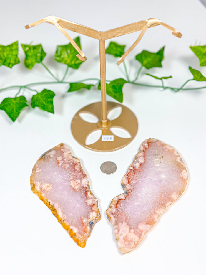 Pink Amethyst Butterfly Wings on Stand (115B)