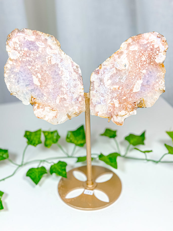 Pink Amethyst Butterfly Wings on Stand (152)