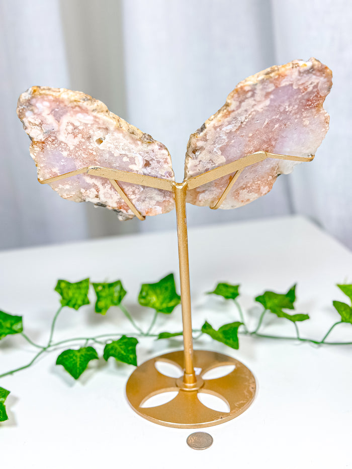 Pink Amethyst Butterfly Wings on Stand (152)