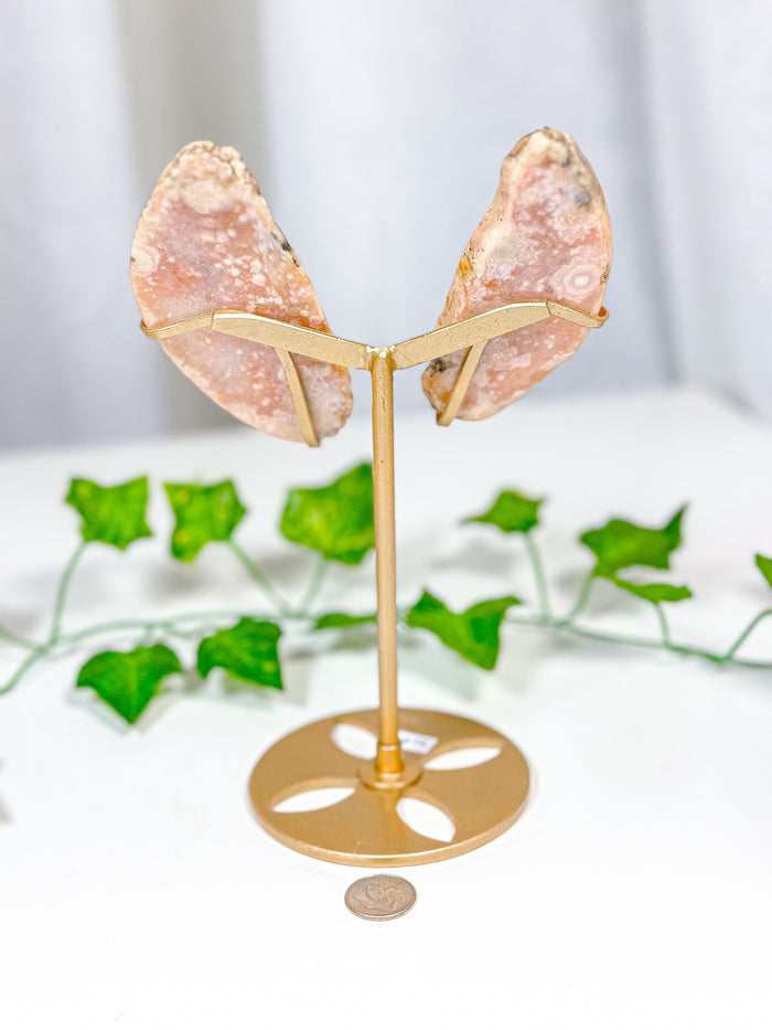 Pink Amethyst Butterfly Wings on Stand (72A)