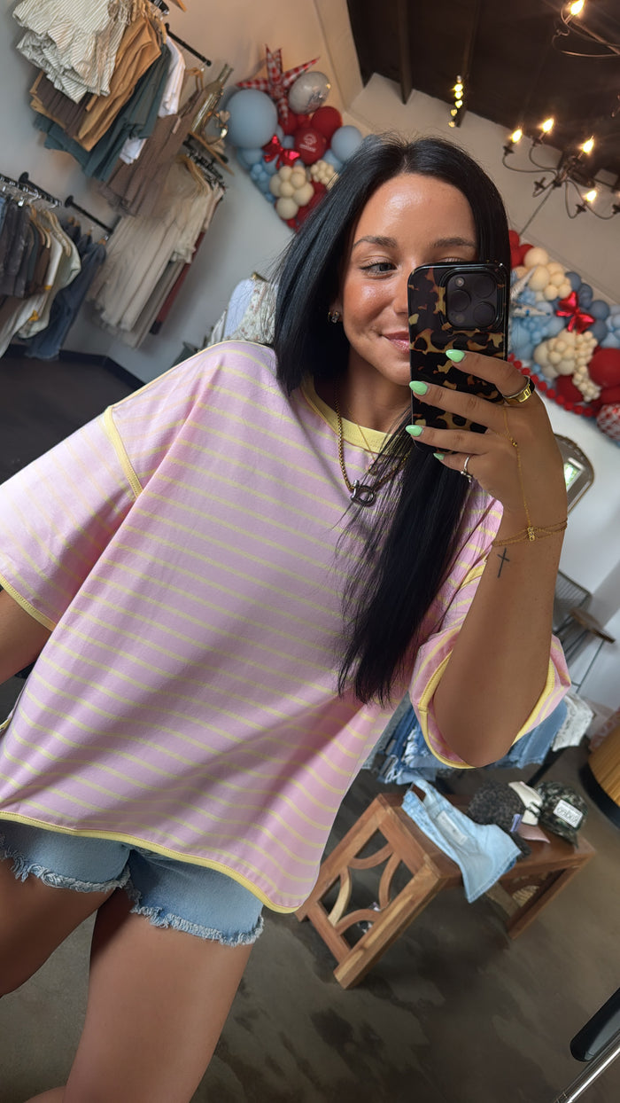 Pink Lemonade Striped Tee