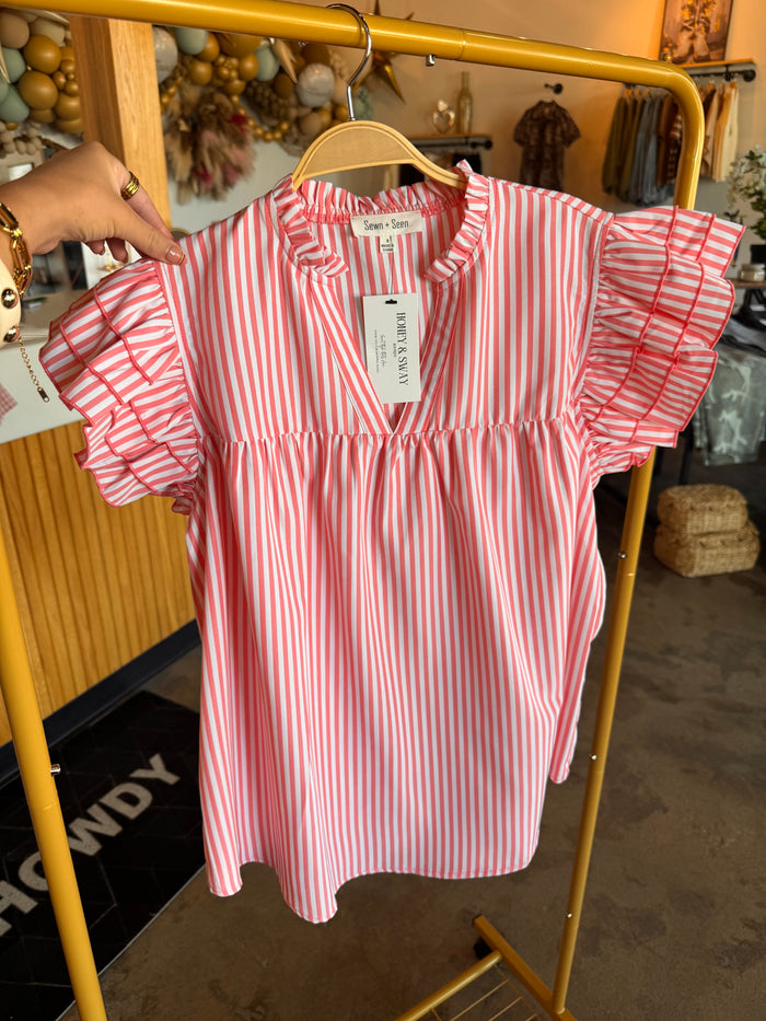 Pink Ruffle Babydoll Top