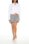Pinstriped Bubble-Hem Mini Skirt