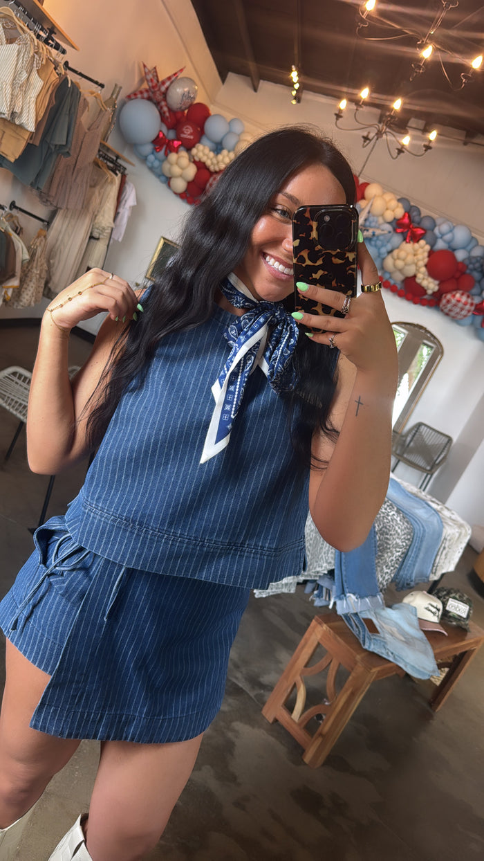 Pinstriped Denim Set