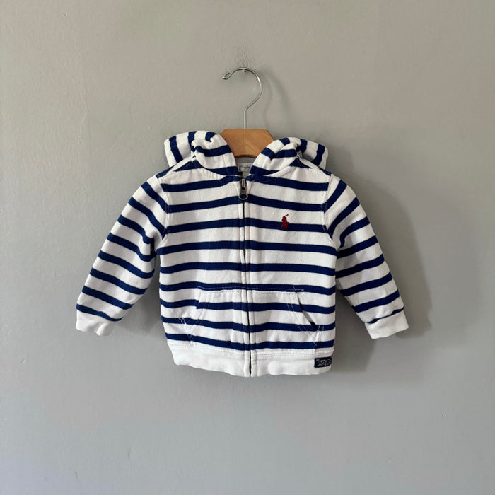 Polo Ralph Lauren / White blue stripe zip up hoodie / 9M