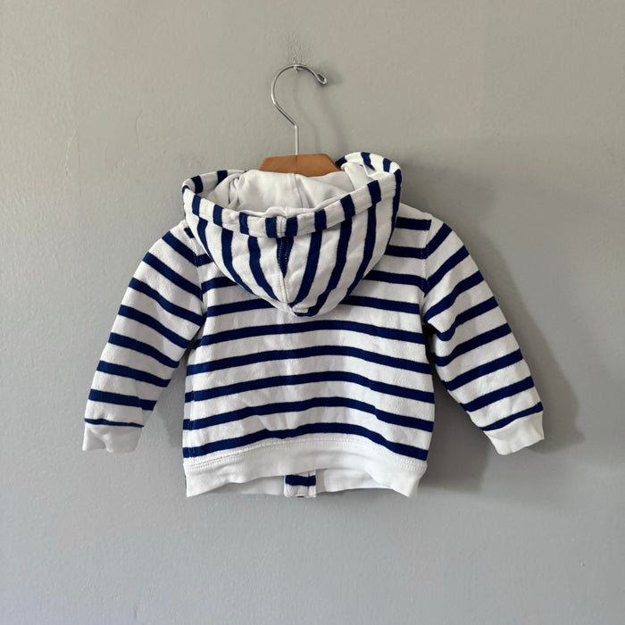Polo Ralph Lauren / White blue stripe zip up hoodie / 9M