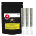 Front-facing image of the Pure Michigan Glass Tip PR 3 x 1 g pouch standing beside three clear glass-tipped pre-rolls on a white background