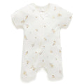 Purebaby - Organic Shortie Romper - Bees-Footies + Rompers (Basic)-Newborn-Posh Baby