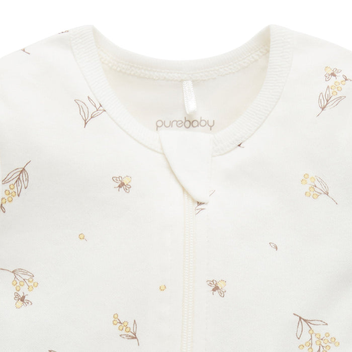 Purebaby - Organic Shortie Romper - Bees-Footies + Rompers (Basic)-Newborn-Posh Baby