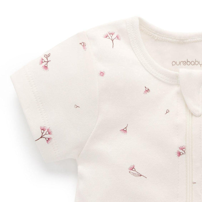 Purebaby - Organic Shortie Romper - Blossom-Footies + Rompers (Basic)-Newborn-Posh Baby