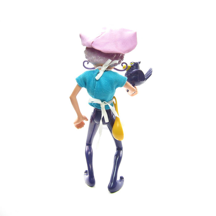 Back of Purple Pie Man doll with spoon and Berry Bird pet