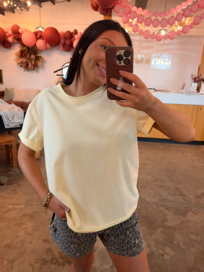 Raw Hem Tee- Butter