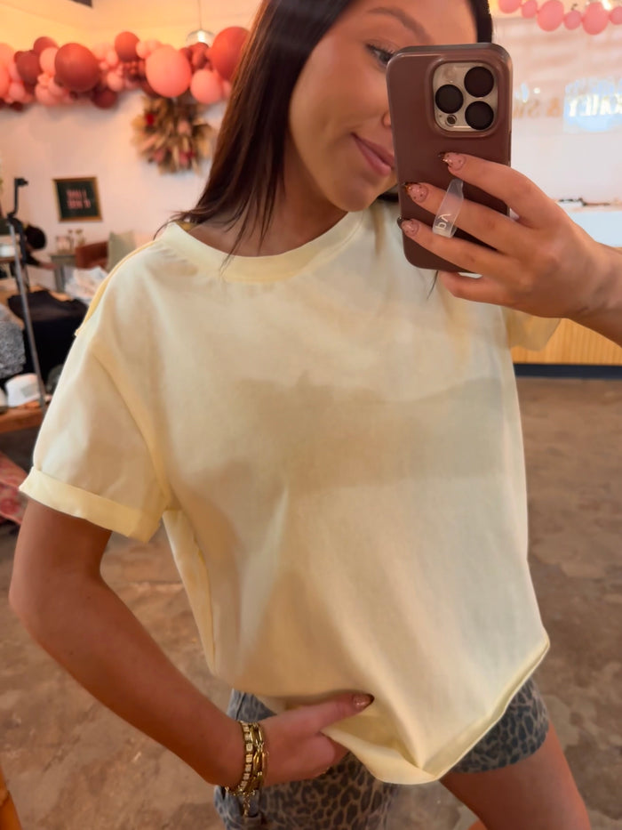 Raw Hem Tee- Butter