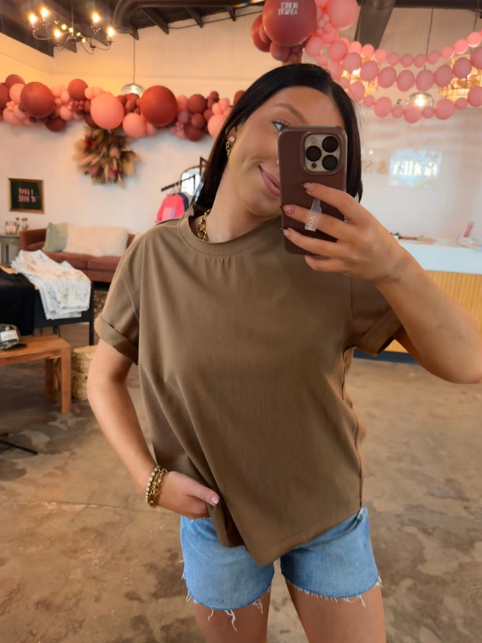 Raw Hem Tee- Espresso