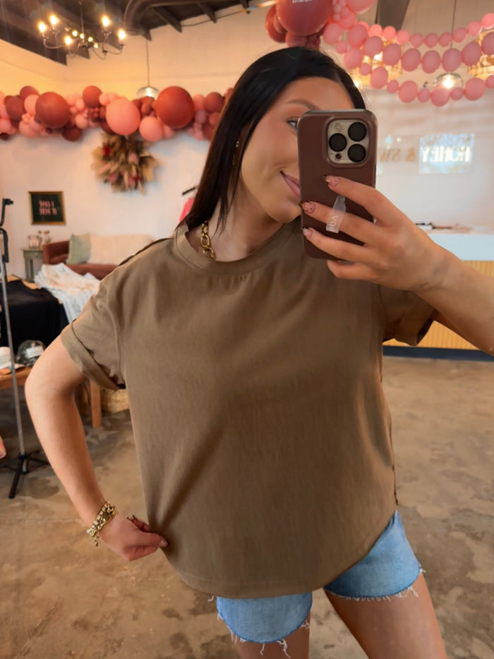 Raw Hem Tee- Espresso