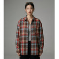 Chemise à carreaux oversize rouge et noire - K-fashion femme décontractée - Taille S