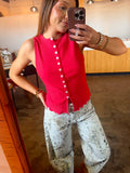 Red Ribbed Tank