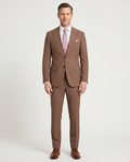 Romaster Men’s Brown Pinstripe Slim Fit Peak Lapels Stretch Wool Blend Suit