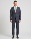 Romaster Men’s Navy Pinstripe Slim Fit Peak Lapels Stretch Wool Blend Suit