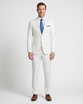 Romaster Mens Solid White Notch Lapel Slim Fit Stretch Wool Blend suit