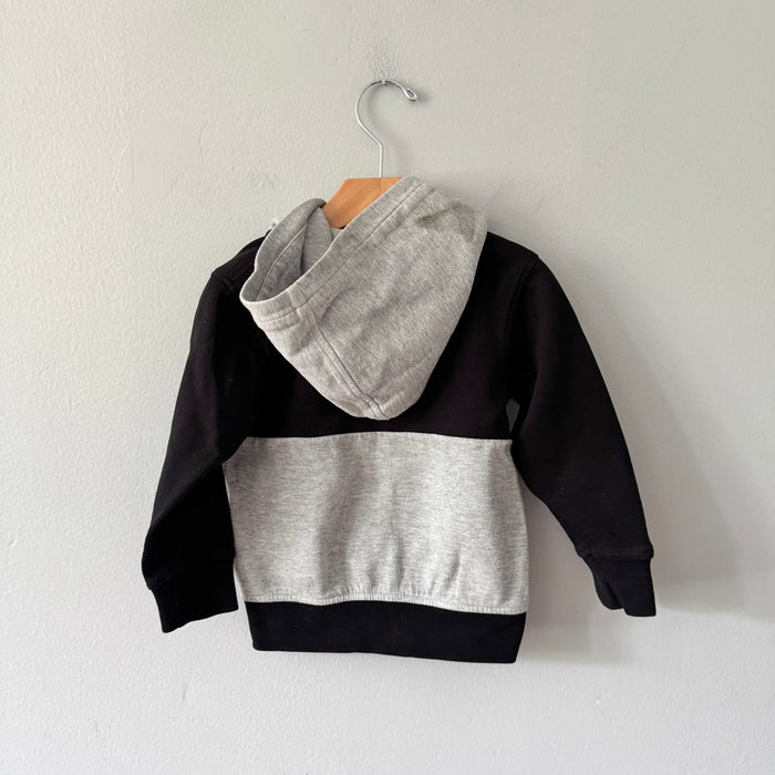 Roots / Black x light grey zip up hoodie / 2T