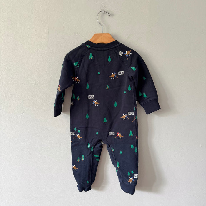 Roots / Navy crew romper / 12-18M
