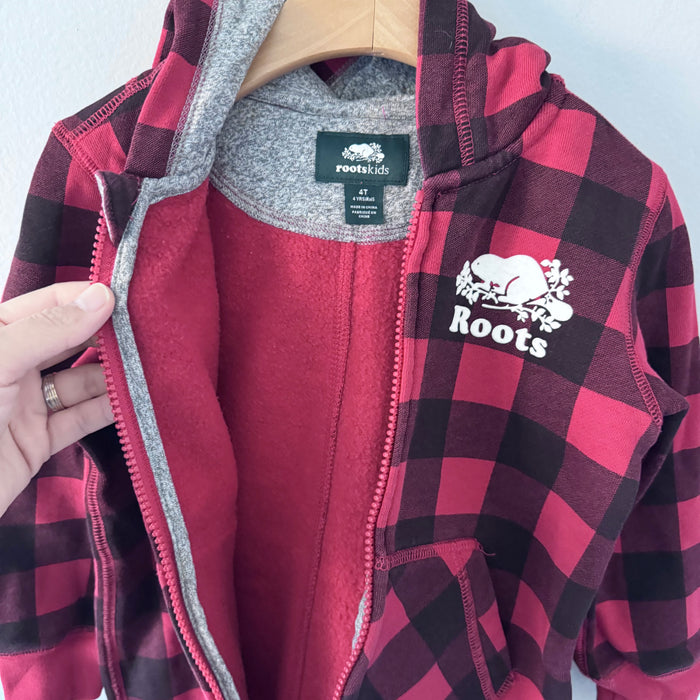 Roots / Red black plaid crew romper / 4T - 2 Available