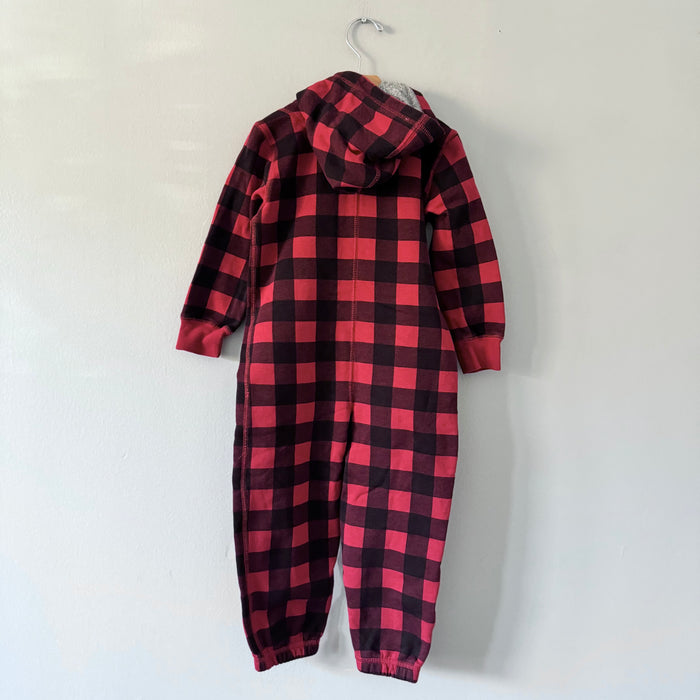 Roots / Red black plaid crew romper / 4T - 2 Available