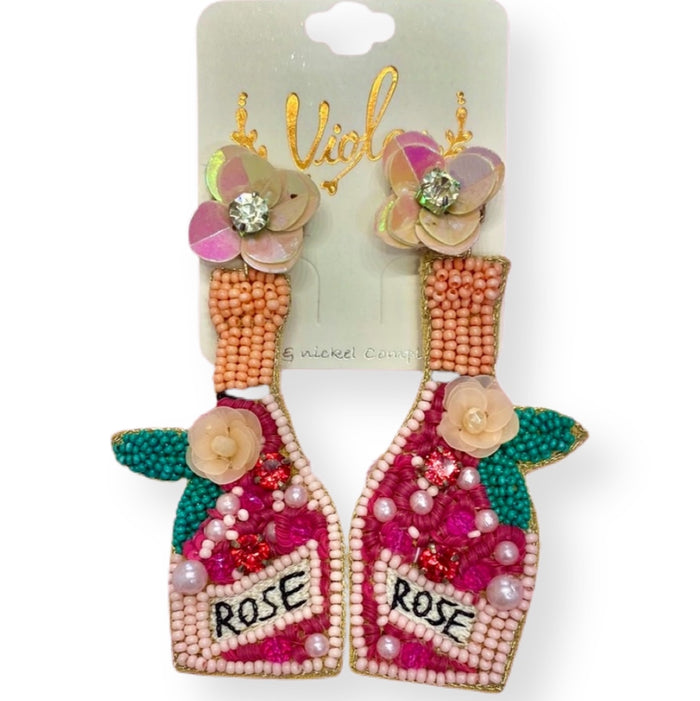 Rose Beaded Earrings