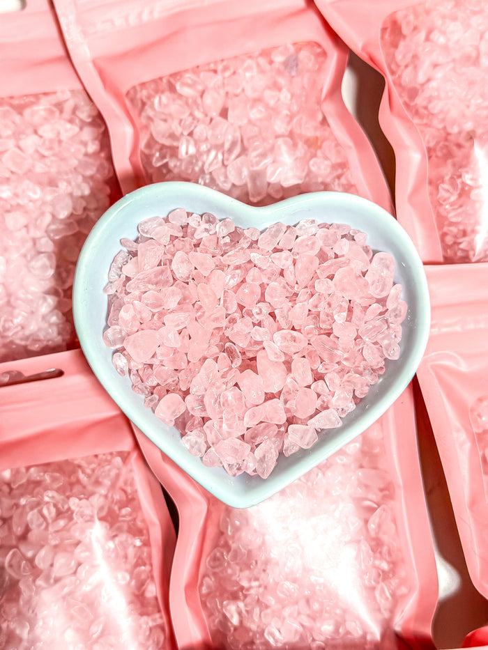 Rose Quartz Crystal Chip Bag