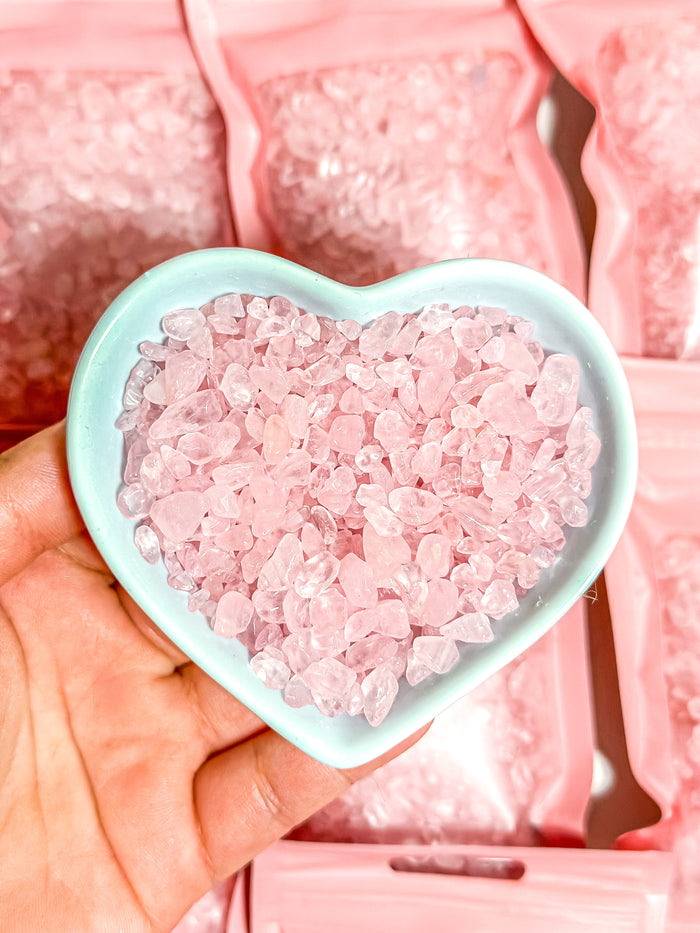 Rose Quartz Crystal Chip Bag